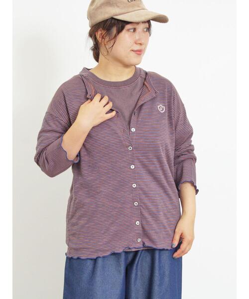 Samansa Mos2（サマンサ モスモス）の「ワンポイント刺繍シアーボーダーカーディガン（カーディガン/ボレロ・レディース・グリーン/レッド/オフホワイト/ネイビー・F）」の22枚目の写真