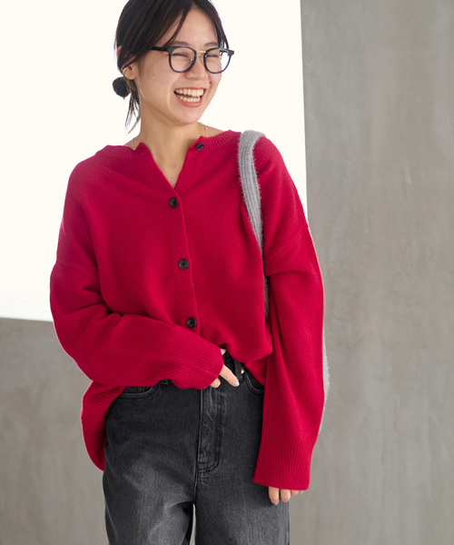 JOURNAL STANDARD relume（ジャーナルスタンダード　レリューム）の「ウールカシミヤクルーネック2WAY（ニット/セーター・レディース・レッド/サックスブルー/ベージュ系その他・FREE）」の3枚目の写真