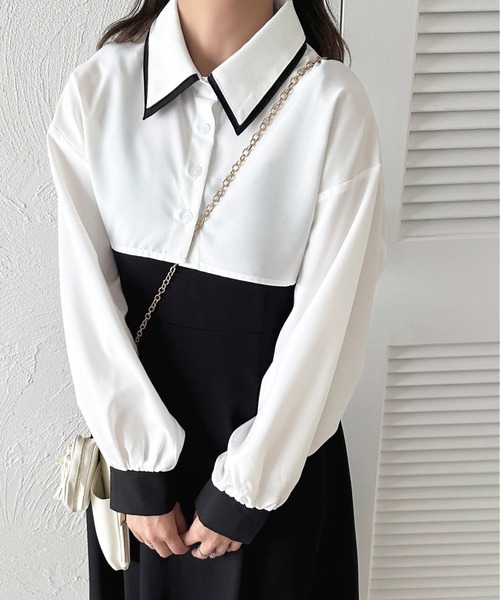 apres jour(アプレジュール)の「【apres jour mimi】Wカラーアソートショートシャツ【ZOZOTOWN限定アイテム】(シャツ/ブラウス・レディース・ブラック/ブラウン/オフホワイト/アイボリー/ボルドー・X-LARGE/フリー)」の7枚目の写真