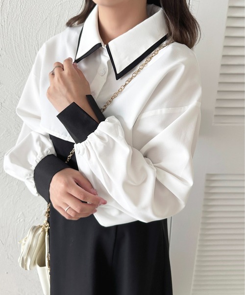 apres jour(アプレジュール)の「【apres jour mimi】Wカラーアソートショートシャツ【ZOZOTOWN限定アイテム】(シャツ/ブラウス・レディース・ブラック/ブラウン/オフホワイト/アイボリー/ボルドー・X-LARGE/フリー)」の11枚目の写真