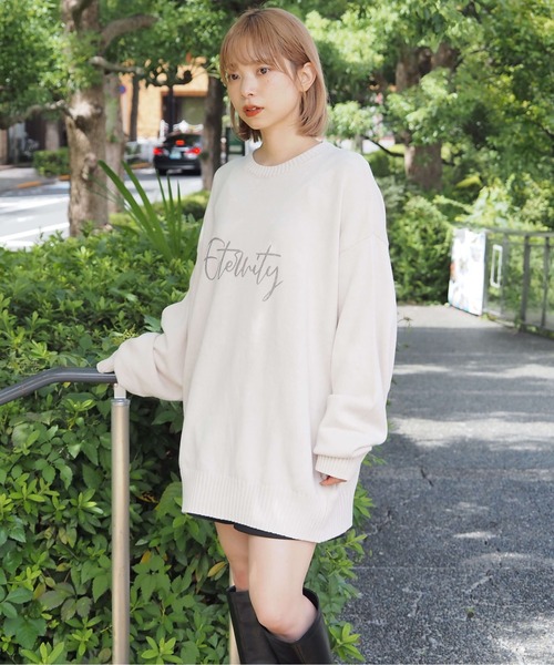 tiptop（ティップトップ）の「【2025AW新色登場】ストーンウォッシュロゴニットプルオーバー（ニット/セーター・レディース・ボルドー/アイボリー/ブラック/ブラック系その他2/ブラック系その他/ブルー系その他/ホワイト系その他/ホワイト系その他2/ブラック系その他3/イエロー系その他・FREE）」の15枚目の写真