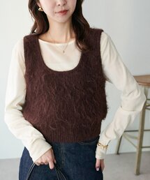 【WEB限定】シャギーUネックベスト