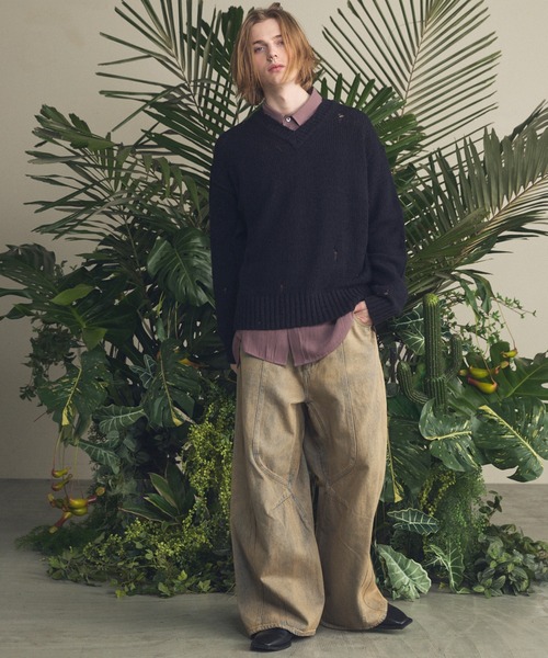 UNISEX》Three-Dimensional Cutting Denim Pants/立体裁断カッティング