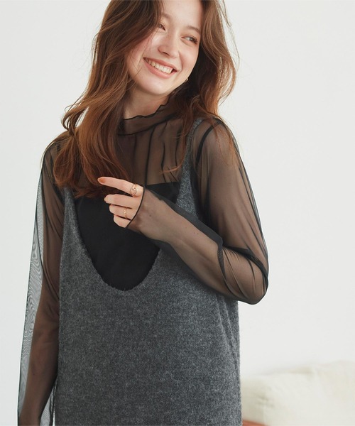 titivate（ティティベイト）の「前後2wayニットキャミソールワンピース（ワンピース・レディース・チャコール/ブラウン/ブルー/ブラック/アイボリー・SP/S/M/L）」の7枚目の写真
