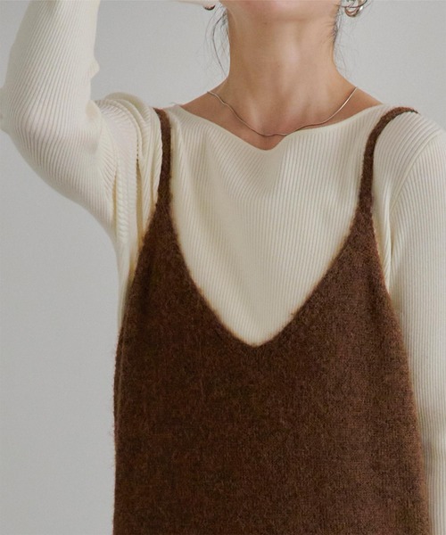 titivate（ティティベイト）の「前後2wayニットキャミソールワンピース（ワンピース・レディース・チャコール/ブラウン/ブルー/ブラック/アイボリー・SP/S/M/L）」の9枚目の写真