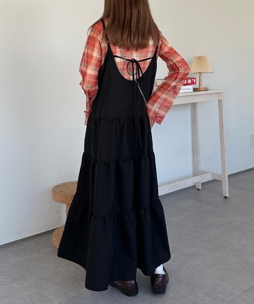 kutir(クティール)の「A/W アソートリボンティアードキャミワンピース(ワンピース・レディース・グリーン/ブラック/イエロー/レッド・FREE)」の6枚目の写真