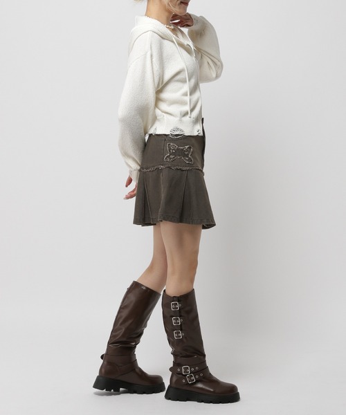 3.3 Field Trip （3.3フィールドトリップ）の「3.3 Field Trip／リボンプリーツスカート（デニムスカート・レディース・ブルー/ブラック・FREE）」の4枚目の写真