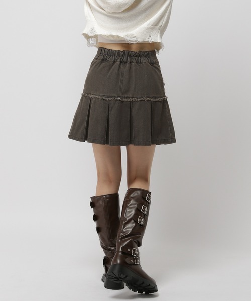 3.3 Field Trip （3.3フィールドトリップ）の「3.3 Field Trip／リボンプリーツスカート（デニムスカート・レディース・ブルー/ブラック・FREE）」の7枚目の写真