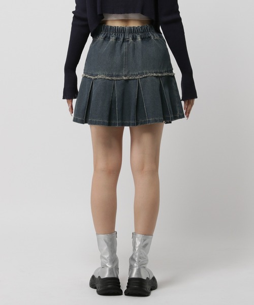 3.3 Field Trip （3.3フィールドトリップ）の「3.3 Field Trip／リボンプリーツスカート（デニムスカート・レディース・ブルー/ブラック・FREE）」の16枚目の写真