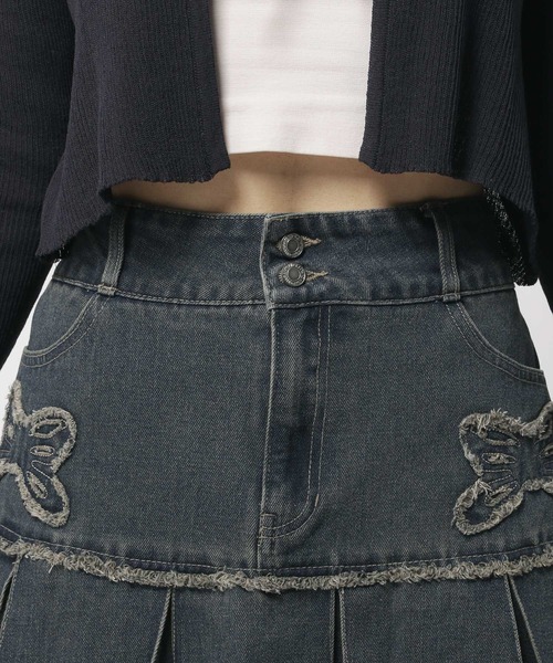 3.3 Field Trip （3.3フィールドトリップ）の「3.3 Field Trip／リボンプリーツスカート（デニムスカート・レディース・ブルー/ブラック・FREE）」の17枚目の写真