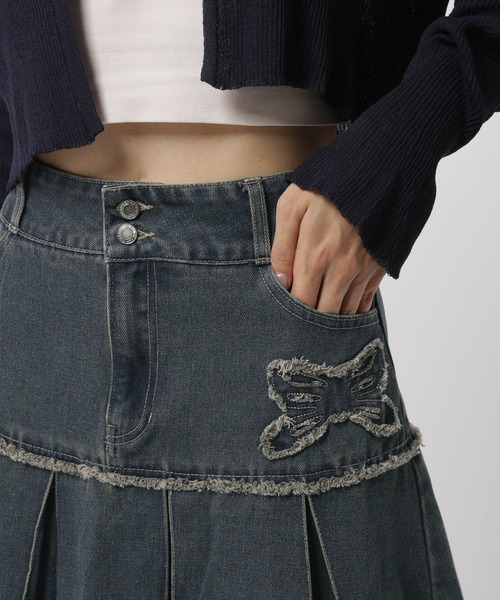 3.3 Field Trip （3.3フィールドトリップ）の「3.3 Field Trip／リボンプリーツスカート（デニムスカート・レディース・ブルー/ブラック・FREE）」の19枚目の写真