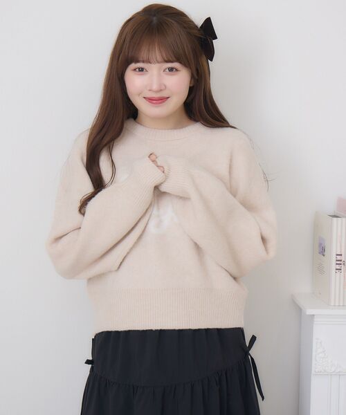 ems excite（エムズエキサイト）の「ハートロゴ起毛NTPO（ニット/セーター・レディース・ピンク/ナチュラル/ブルー・FREE）」の13枚目の写真