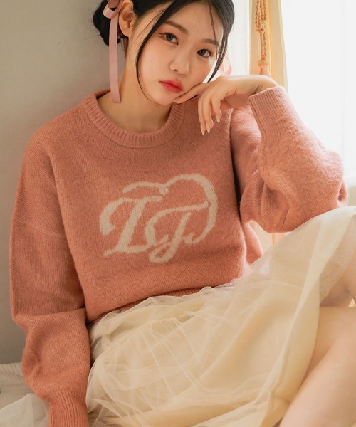 ems excite（エムズエキサイト）の「ハートロゴ起毛NTPO（ニット/セーター・レディース・ピンク/ナチュラル/ブルー・FREE）」の3枚目の写真