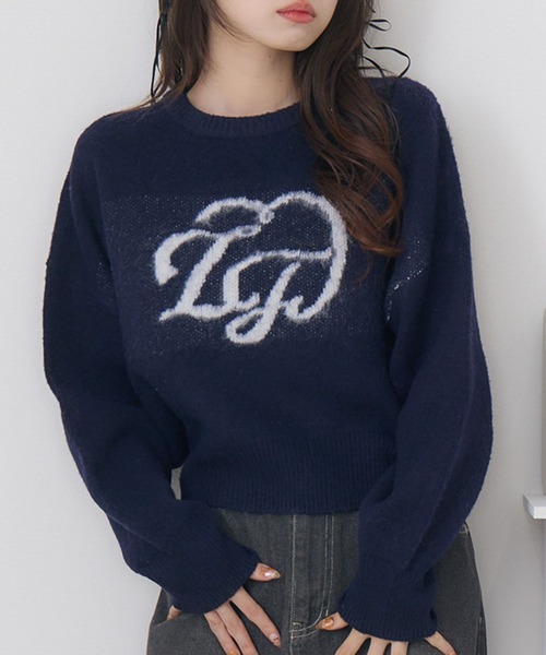 ems excite（エムズエキサイト）の「ハートロゴ起毛NTPO（ニット/セーター・レディース・ピンク/ナチュラル/ブルー・FREE）」の2枚目の写真