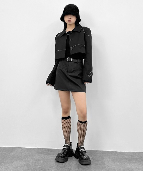 LVEU.(ラブユ.)の「【LVEU.】ラメリブオフショルトップス / トップス ニット ラメ オフショル サムホール フィンガーホール プルオーバー ブラック グレー(ニット/セーター・レディース・ブラック/グレー・FREE)」の15枚目の写真