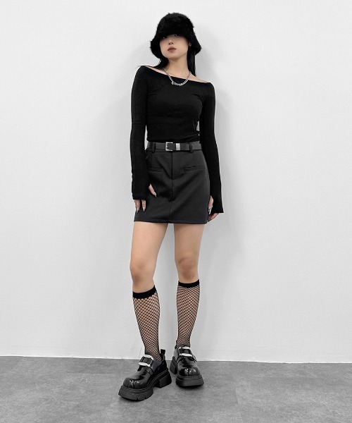 新品 ラメ オフショルダー ニット トップス ブラック エクリュ