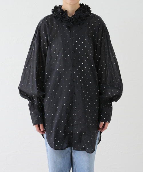【セール】crinkle crinkle crinkle frill collar blouse CC-3025（シャツ/ブラウス）｜SLOBE IENA（スローブイエナ）