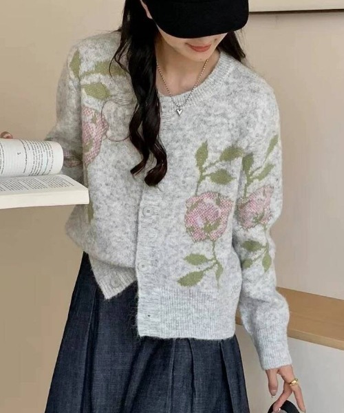 【セール】花柄ジャガードニットカーディガン（カーディガン/ボレロ）｜Gs（ジーエス）
