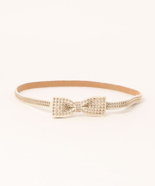 SPIGA（スピーガ）の「ｽﾀｯｽﾞ付ﾘﾎﾞﾝBLT（ベルト・レディース・ブラック/ベージュ/ホワイト・FREE）」の2枚目の写真