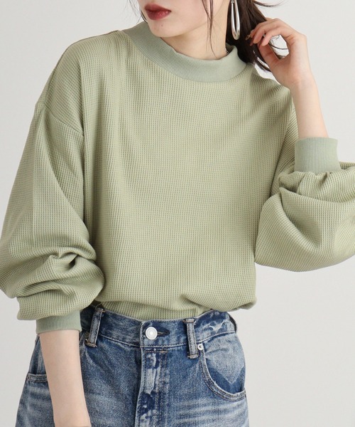 spiritoso(スピリトーゾ)の「spiritoso サーマルシンプルカットソー(Tシャツ/カットソー・レディース・ベージュ/ブラック/モカ/カーキ・M)」の4枚目の写真