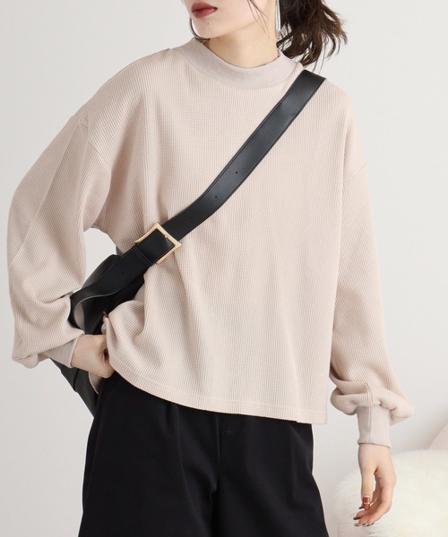 spiritoso(スピリトーゾ)の「spiritoso サーマルシンプルカットソー(Tシャツ/カットソー・レディース・ベージュ/ブラック/モカ/カーキ・M)」の13枚目の写真