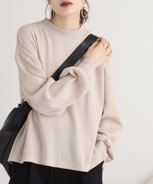 spiritoso(スピリトーゾ)の「spiritoso サーマルシンプルカットソー(Tシャツ/カットソー・レディース・ベージュ/ブラック/モカ/カーキ・M)」の14枚目の写真