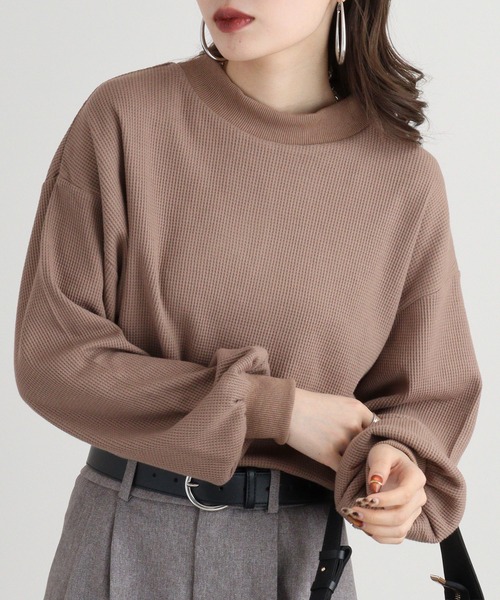 spiritoso(スピリトーゾ)の「spiritoso サーマルシンプルカットソー(Tシャツ/カットソー・レディース・ベージュ/ブラック/モカ/カーキ・M)」の9枚目の写真
