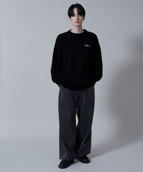 BROWNY（ブラウニー）の「BROWNY/ベロアモールワンポイントプルオーバー（ニット/セーター・メンズ・ブルー系その他/ライトグレー/ブラック・MEDIUM/LARGE）」の4枚目の写真