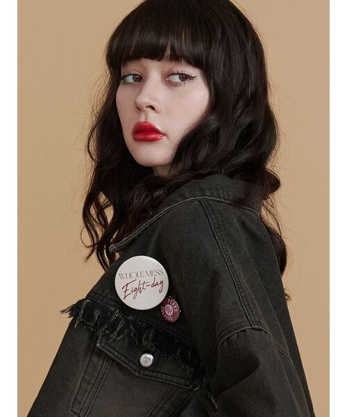 jouetie（ジュエティ）の「4SET缶バッチ（バッジ・レディース・グリーン/アイボリー・FREE）」の2枚目の写真