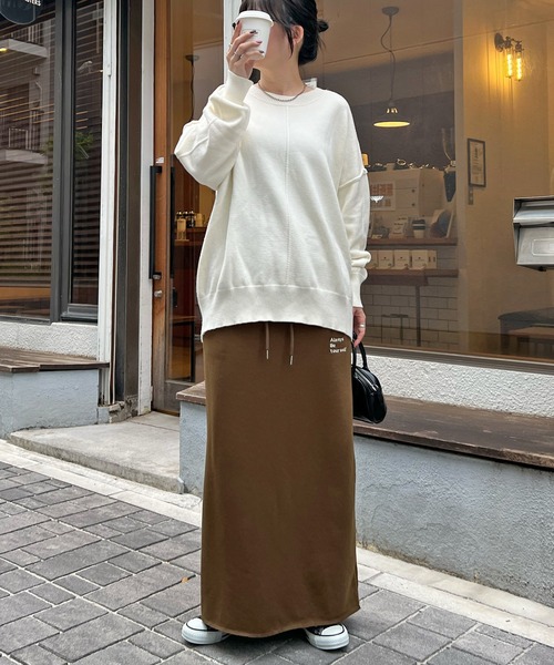 ABYS(アビス)の「ロゴ刺繍裏毛スウエットスカート(スカート・レディース・ブラウン/杢グレー/ブラック・MEDIUM/LARGE)」の5枚目の写真