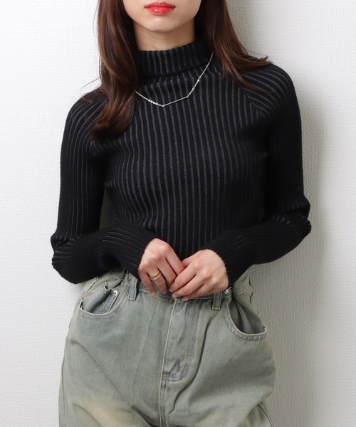 DAYRA(デイラ)の「ソリッドカラー タートルネック リブ ニット プルオーバー(ニット/セーター・レディース・グレイッシュベージュ/ブラック/グレー/ブラウン・FREE/S)」の5枚目の写真