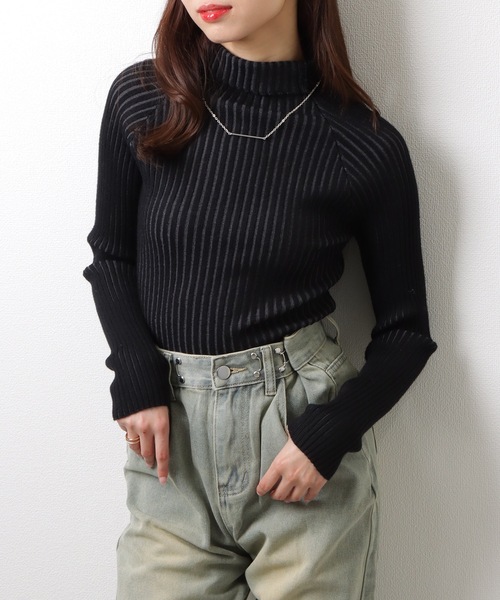 DAYRA(デイラ)の「ソリッドカラー タートルネック リブ ニット プルオーバー(ニット/セーター・レディース・グレイッシュベージュ/ブラック/グレー/ブラウン・FREE/S)」の6枚目の写真