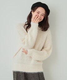 DRESKIP | 【S-LL】思わず触れたくなる 透かし編みフェザーニット(ニット/セーター)