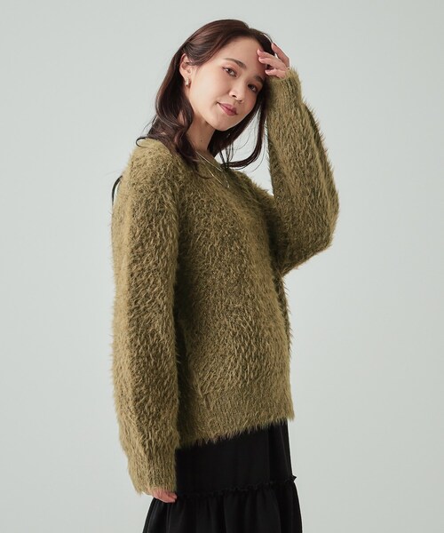 DRESKIP（ドレスキップ）の「◆【高レビュー/S-LL】思わず触れたくなる 大人の透かし編みフェザーニット（ニット/セーター・レディース・オフホワイト/ライトグレー/ピンク系/ライトベージュ/カーキ・01/04/03/02）」の15枚目の写真