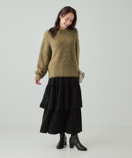 DRESKIP（ドレスキップ）の「◆【高レビュー/S-LL】思わず触れたくなる 大人の透かし編みフェザーニット（ニット/セーター・レディース・オフホワイト/ライトグレー/ピンク系/ライトベージュ/カーキ・01/04/03/02）」の16枚目の写真