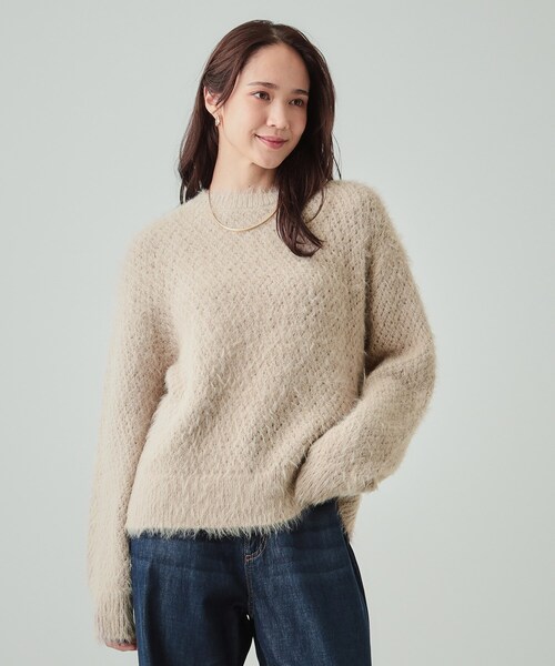 DRESKIP（ドレスキップ）の「◆【高レビュー/S-LL】思わず触れたくなる 大人の透かし編みフェザーニット（ニット/セーター・レディース・オフホワイト/ライトグレー/ピンク系/ライトベージュ/カーキ・01/04/03/02）」の19枚目の写真