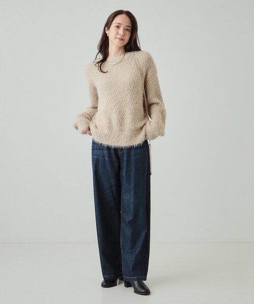 DRESKIP（ドレスキップ）の「◆【高レビュー/S-LL】思わず触れたくなる 大人の透かし編みフェザーニット（ニット/セーター・レディース・オフホワイト/ライトグレー/ピンク系/ライトベージュ/カーキ・01/04/03/02）」の21枚目の写真