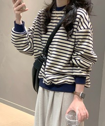 シルバープレート付きボーダーニット