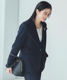 THE SHOP TK  | 【汚れ防止／シワになりにくい／セレモニー／通勤】ダブルクロスノーカラージャケット／洗える／サスティナブル(ノーカラージャケット)