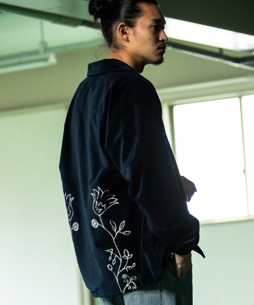 430(フォーサーティ)の「mj10489-VELOUR COACH JACKET コーチジャケット(ブルゾン・メンズ・グリーン/ネイビー/ブラック・0/1/2/3)」の3枚目の写真