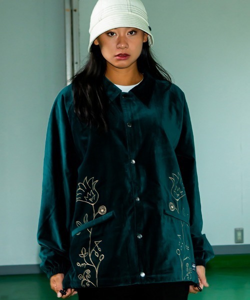 430(フォーサーティ)の「mj10489-VELOUR COACH JACKET コーチジャケット(ブルゾン・メンズ・グリーン/ネイビー/ブラック・0/1/2/3)」の2枚目の写真