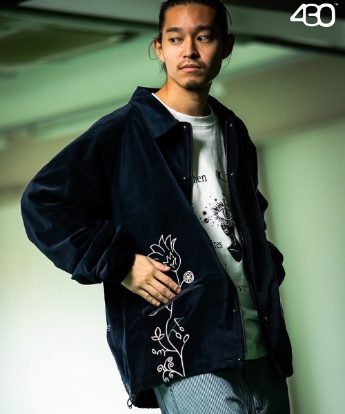 430(フォーサーティ)の「mj10489-VELOUR COACH JACKET コーチジャケット(ブルゾン・メンズ・グリーン/ネイビー/ブラック・0/1/2/3)」の4枚目の写真