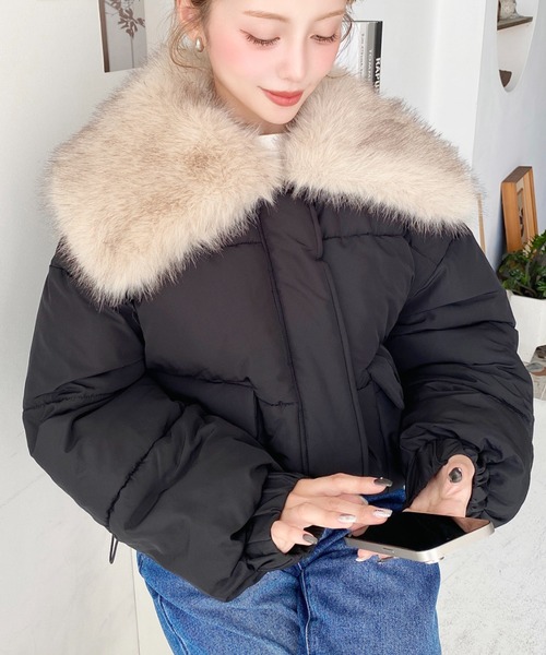 LOULOU select（ルルセレクト）の「ファー付きビックカラーショート丈