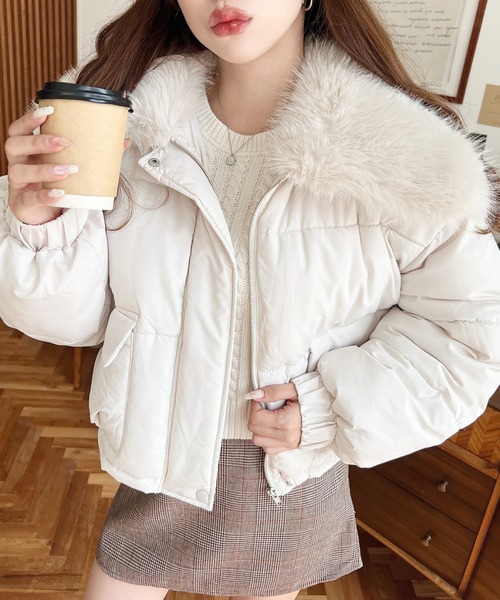 [ジル] アウター 配色切替ファイバーダウンブルゾン レディース グリーン M | [ジル] アウター 配色切替ファイバーダウンブルゾン