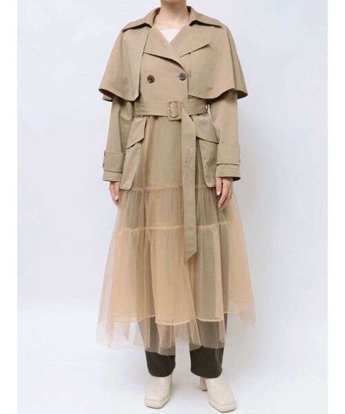 LAGUNAMOON（ラグナムーン）の「チュールドッキングマルチWAYトレンチコート（トレンチコート・レディース・ベージュ・FREE）」の2枚目の写真