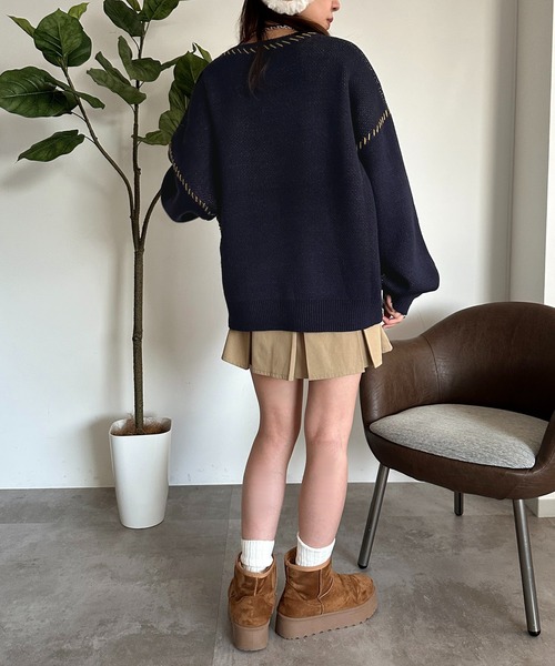 apres jour mignon(アプレジュールミニョン)の「手書きロゴジャガードステッチニット【ZOZOTOWN限定アイテム】(ニット/セーター・レディース・アイボリー/オレンジ/ネイビー・X-LARGE/フリー)」の18枚目の写真