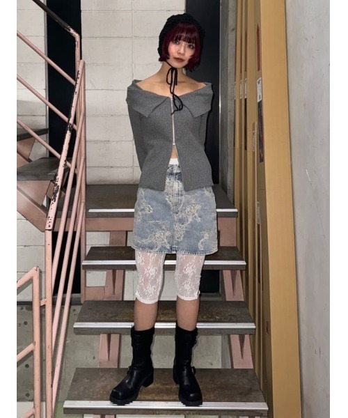 スライ SLY J／W JQ DENIM S／SK セール】J/W JQ DENIM S/SK ジャストウエスト ジャガード デニム