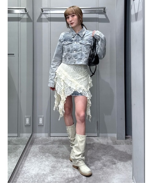 スライ SLY J／W JQ DENIM S／SK セール】J/W JQ DENIM S/SK ジャストウエスト ジャガード デニム