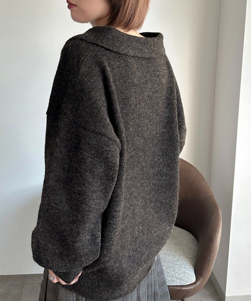 apres jour mignon(アプレジュールミニョン)の「キーネックポロニット【ZOZOTOWN限定アイテム】(ニット/セーター・レディース・マスタード/ブラウン系その他/チャコールグレー・X-LARGE/フリー)」の6枚目の写真