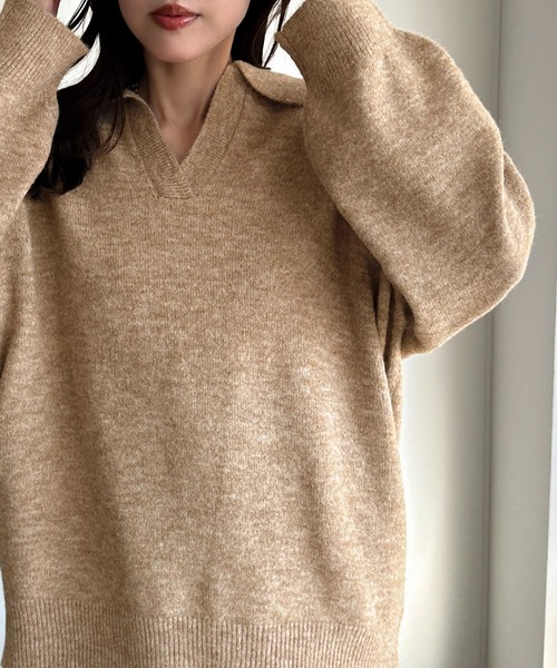 apres jour mignon(アプレジュールミニョン)の「キーネックポロニット【ZOZOTOWN限定アイテム】(ニット/セーター・レディース・マスタード/ブラウン系その他/チャコールグレー・X-LARGE/フリー)」の19枚目の写真